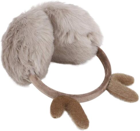 Holiberty Cute Deer Horn Fox Cat Ear Muffs Headband Women Girls Fuzzy Fur Earmuffs Ear Warmers Covers Xmas Winter Accessories in Saudi Arabia