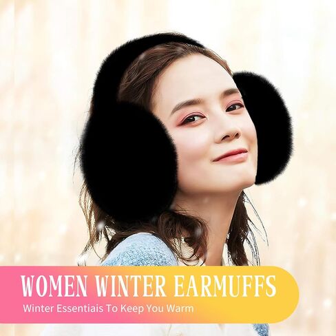 ACTLATI Women Winter Earmuffs Plush Ear Muffs Foldable Faux Fur Ear Warmers Outdoor Ear Covers For Female Girls in Kuwait