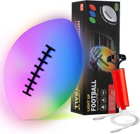 Toysery Light Up Football - Glow in The Dark LED Ball - Football for Night Sports - Fun Boy Toys for Beach and Backyard - Outdoor Sports Birthday Gifts for Boys Ages 3 and Above (White) in Saudi Arabia