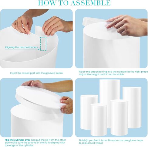 Cylinder Stands for Party White Pedestal Stand Set of 5, Cylinder Tables Round Pedestal Display Plinth Pillars Dessert Table with 5PCS Cake Stand for Wedding Ceremony Birthday Art Decor in Saudi Arabia