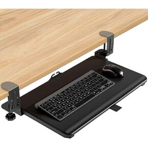YOMT Adjustable Keyboard Tray Under Desk - 25.5“x13.7" Slide Out Computer Keyboard Drawer, 5kg Capacity with Smooth Glide Handle Out Computer Drawer for Typing, Black