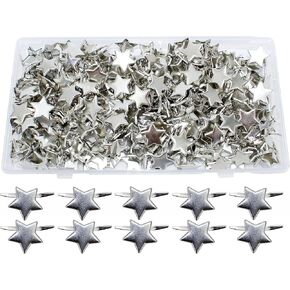 14MM 200Pcs Creative Five-Pointed Star Designed Metal Brad Paper Fastener for DIY Paper Craft Stamping Scrapbooking Card Making Arts Crafts Fastening Supplies