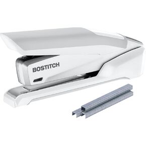 Bostitch Office InPOWER+28 Executive Stapler - 3 in 1 Stapler - One Finger, No Effort, Spring Powered Stapler, White/Gray (1180)