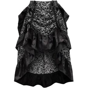Daisy corsets womens Silver/Black Brocade Adjustable High Low Bustle Skirt