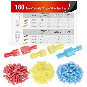 Nilight 400PCS 3.9mm Bullet Connectors Male and Female Brass Bullet Wire Terminals Connector with Insulation Cover for 22-16AWG Electrical Wiring Motorcycle Motorbike Car Truck Boats