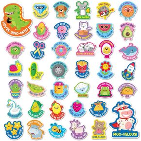 S&O 600 Large Bravo-cado Punny Reward Stickers for Kids Classroom - Teacher Stickers for Students - Counselor & School Stickers for Kids - Funny Stickers for Kids - Good Job Stickers with 40 Puns