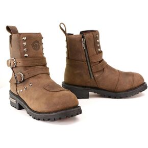 Milwaukee Leather MBL9306 Women's Premium Brown Leather Double Strap Motorcyle Riding Boots - 6