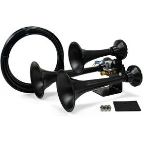 HornBlasters Outlaw Black 12/24 Volt Train Horn Only - 3 Trumpets - Big Sound