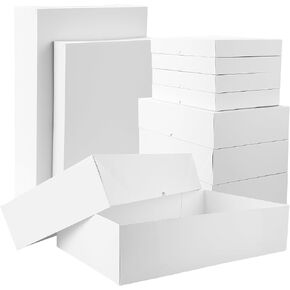 NATIVICO 10 Sturdy White Gift Boxes for Presents - Premium Gift Boxes with Lids - 4-inch Deep Robe Boxes and Shirt Boxes