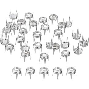 uxcell 120Pcs Rhinestone Stud Refills, 6mm/0.24" Rhinestone Claw Beads Nailhead, Rivets Metal Spikes Rivet Decorative for DIY Leather Craft Making Purse Clothing Shoes Belt, Gold White