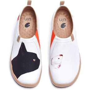 UIN Women's Slip On Sneakers Casual Loafers Knitted Art Painted Comfort Soft Walking Shoes