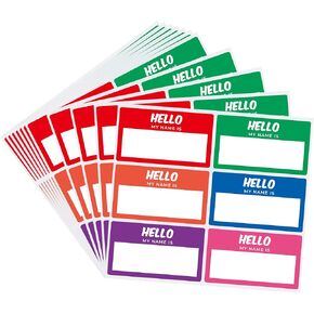 HYBSK Hello My Name Is Stickers 2"x 3.5" Name Tag 6 Colors Identification Labels for Office Meeting School (10 Sheets,60pcs)