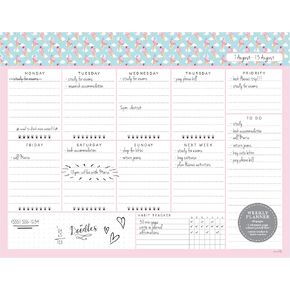 Undated Weekly Desk Planner Pad - 52 Pages Weekly Notepad with To Do List and Habit Tracker | Weekly Desk Pad Tear Off for Organization (Ice Cream)