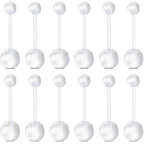 VCMART 10pcs Bioplast Retainer Belly Rings 14G Flexible Clear UV, 0.5" in Saudi Arabia
