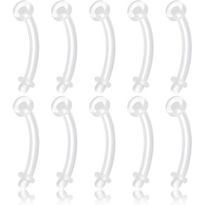 VCMART 10pcs Bioplast Retainer Belly Rings 14G Flexible Clear UV, 0.5"