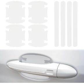 8Pcs Waterproof Car Door Handle Scratch Protector, Transparency Car Door Handle Rear View Mirror Sticker Scratch Protector, Waterproof Anti-Scratches Car Door Cup Protector