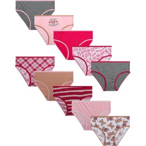Girls' Bikini Underwear - 10 Pack Mixed Printed Breathable Bikini Panties - Girls Cotton Underwear (7-12)