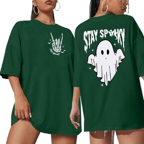 Halloween Oversize T-Shirt for Women Cute Spooky Graphic Shirt Spooky Season Ghost Tee Tops