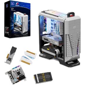 BRICKKK Technic Clamping Building Blocks Set PC Desktop Computer Building Set for Adult, PC Desktop Computer Building Kit, Creative Collectible Build-and-Display Model for Home or Office