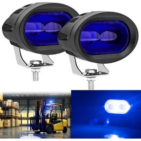 Forklift Safety Light Blue 4D Spotlights, Oval Led Blue Motorcycle Light,12V-80V Fork Truck Security Warehouse Lamps 2Pcs