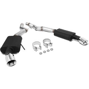 DNA MOTORING CBE-UR-015 4 Inches Matte Black Painted Oval Muffler Axle-Back Exhaust Compatible with 2015-2017 Ford Mustang 5.0L