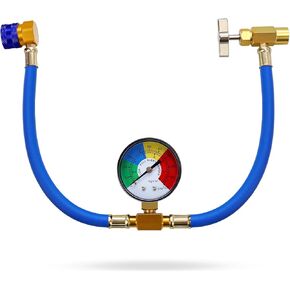 AC R134a Recharge Hose with Gauge Kit, Freon U Charge Hose 100 pounds per Square inch, Low Pressure Meter Can Tap Quick Coupler Adapter, Fits for Car AC Air Conditioning Refrigerant