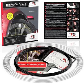 Rimpro-Tec Wheelbands Rim Protectors for Car Wheels Protection and Decor, Suitable for Tesla 4mm Flat Edge and All Other Cars, Easy-to-Install Fit from 12'' to 22'‘ Base: White, Inner: White.