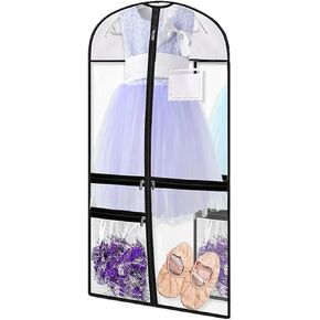 3 pack Clear PVC Dance Garment Bags for Dancers,Waterproof Dance Costume Garment Bag,Clear garment bags for hanging clothes,39in Garment bag for Dance Competitions,Kids Garment Bag for Travel Storage