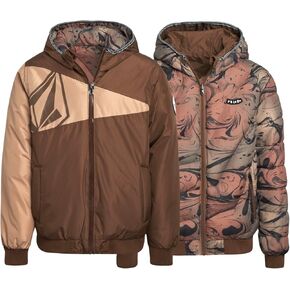 Volcom Boys' Reversible Puffer Jacket - Durable Insulated Winter Jacket with Hood - Warm Outerwear Jackets for Boys (4-20)