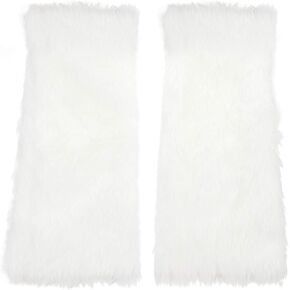ABOOFAN Faux Fur Leg Warmers Winter Furry Long Boots Shoes Cuffs Covers Knee High Thick Socks Dressup Costume Accessory for Women Girls Winter Holiday Birthday Party