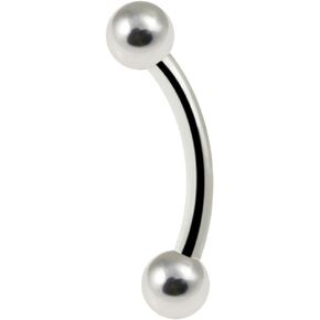925 Sterling Silver 16 Gauge Internally Thrreaded Curved Barbell with ball - Eyebrow Bar - Silver Tragus Piercing - 925 Sterling Silver Eyebrow Body Piercing Jewelry