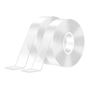Double Sided Tape Heavy Duty, Clear Non Trace Nano Adhesive Tape, Transparent Mounting Tape for Poster, Photo Frames, Carpets, Decor, Power Strips, DIY - 1 in * 16.4 Feet