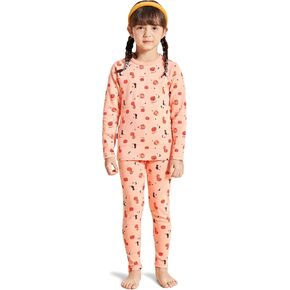 Girls' Brushed Thermal Underwear Set Cotton Halloween Pumpkin Comfortable Suits For Kids Long Johns