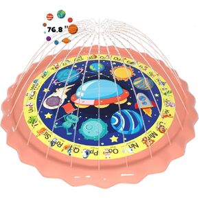 Splash Pad Mat, Sprinkler Water Inflatable Pool, Summer Outdoor Backyard Yard Play Toys Gifts for Toddler Kids Boys Girs Baby 1 2 3 4 5 6