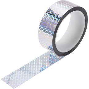 1 Roll Universal Air-Release Adhesive Pinstripe Tape Holographic Automotive Pinstriping Tape Silver Tone 1.38"x164.04ft
