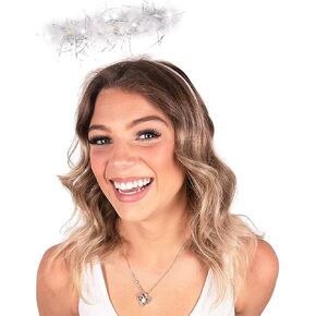 Angel Halo Headband, Halo Costume, Light up Headband with 6 White LED Lights & Feathers for Angel Costume Halo Headbands for Women, Halo Headpiece, Angel Accessories, Angel Headpiece, Angel Headband
