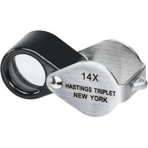 Jewelers Loupe 14x Magnification Jewelry Loop, Foldable Jewelry Magnifier Hastings Triplet 14x Loupe for Stamp & Coin Collectors, Hobbyists, Watches
