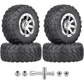 HobbyPark Pre-Glued RC Short Course Tires and Wheels 12mm Hex 1/10 Scale for Traxxas Slash 4x4 2wd Vxl BL-2S Redcat Blackout SC Pro TR10 Losi 22S SCT 3S 4S Lipo Brushless 4 Sets (Style B)