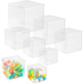 4.7/3.9/3.3/2.9/2.5/2.1 inch Clear Acrylic Box with Lid, Jewelry Display Box, Plastic Square Cube Decorative Storage Boxes for Candy Pill and Tiny Jewelry, Artwork Display