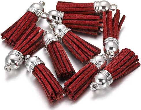 MSCFTFB 100 Pieces 1.5inch Mini Tassels Faux Suede Mala Tassel Kit for Earring Necklace Jewelry Making Garland Keychain Charms DIY Crafts (Orange) in Saudi Arabia