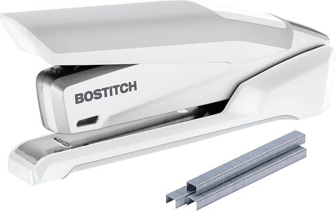 Bostitch Office InPOWER+28 Executive Stapler - 3 in 1 Stapler - One Finger, No Effort, Spring Powered Stapler, White/Gray (1180) in Saudi Arabia
