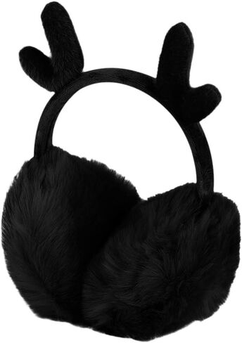 Holiberty Cute Deer Horn Fox Cat Ear Muffs Headband Women Girls Fuzzy Fur Earmuffs Ear Warmers Covers Xmas Winter Accessories in Saudi Arabia