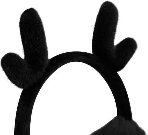 Holiberty Cute Deer Horn Fox Cat Ear Muffs Headband Women Girls Fuzzy Fur Earmuffs Ear Warmers Covers Xmas Winter Accessories in Saudi Arabia