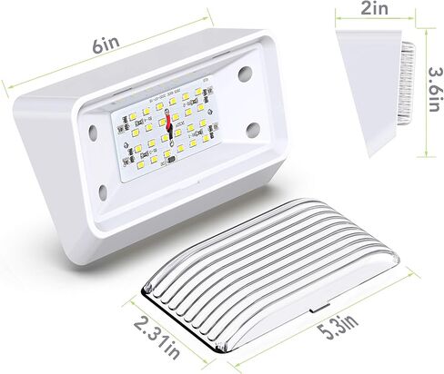 Leisure LED RV Exterior Porch Utility Light - 12v 280 Lumen Lighting Fixture. Replacement Lighting for RVs, Trailers, Campers, 5th Wheels. White Base, Clear and Amber Lens Included (White, 1-Pack) in Kuwait