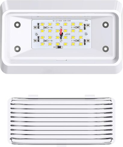 Leisure LED RV Exterior Porch Utility Light - 12v 280 Lumen Lighting Fixture. Replacement Lighting for RVs, Trailers, Campers, 5th Wheels. White Base, Clear and Amber Lens Included (White, 1-Pack) in Kuwait