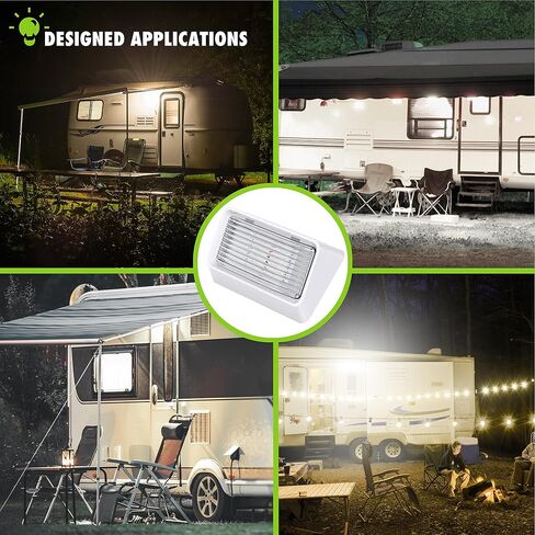 Leisure LED RV Exterior Porch Utility Light - 12v 280 Lumen Lighting Fixture. Replacement Lighting for RVs, Trailers, Campers, 5th Wheels. White Base, Clear and Amber Lens Included (White, 1-Pack) in Kuwait