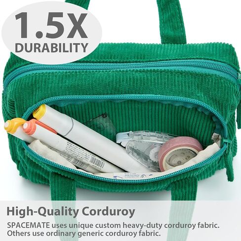 Pencil Case Pouch Bag School Supplies for Girls, Cute Aesthetic Corduroy Pen Case, Large Big Capacity Zipper Stationery Bag for Women Teen Adults, Pink, 1600ml in Kuwait