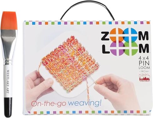 Westlake Art Birsppy Zoom Loom 4"x4" Pin Loom، 6.4 أونصة - النسيج أصبح سهلاً للمبتدئين والخبراء | فرشاة طلاء بالألوان المائية، أداة حرفية محمولة ومتعددة الاستخدامات - [عبوة من قطعة واحدة in Saudi Arabia