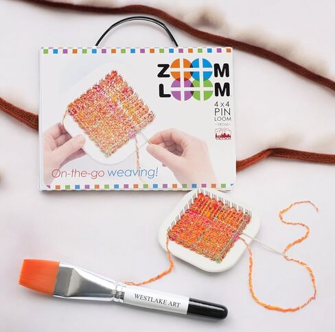 Westlake Art Birsppy Zoom Loom 4"x4" Pin Loom، 6.4 أونصة - النسيج أصبح سهلاً للمبتدئين والخبراء | فرشاة طلاء بالألوان المائية، أداة حرفية محمولة ومتعددة الاستخدامات - [عبوة من قطعة واحدة in Saudi Arabia