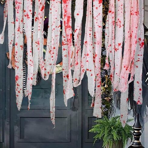 قماش مخيف للهالوين، شاش مخيف للدم مقاس 8.89 سم × 93.48 سم، إكسسوارات تنكرية لشريط الدم لحفلة الهالوين، ملحقات تنكرية للأم والزومبي in Kuwait
